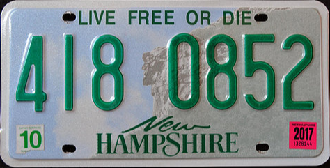 New Hampshire License Plate 2017